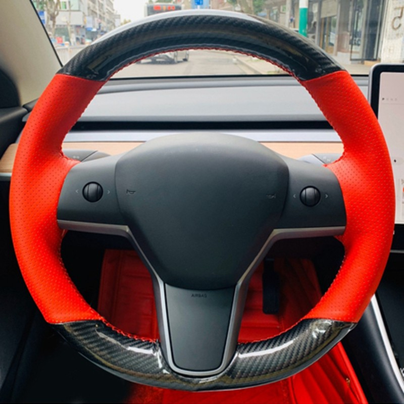 Hand-stitched Anti-Slip Carbon - Car Steering Wheel Cover Anti Slip Breathable 评论和价格