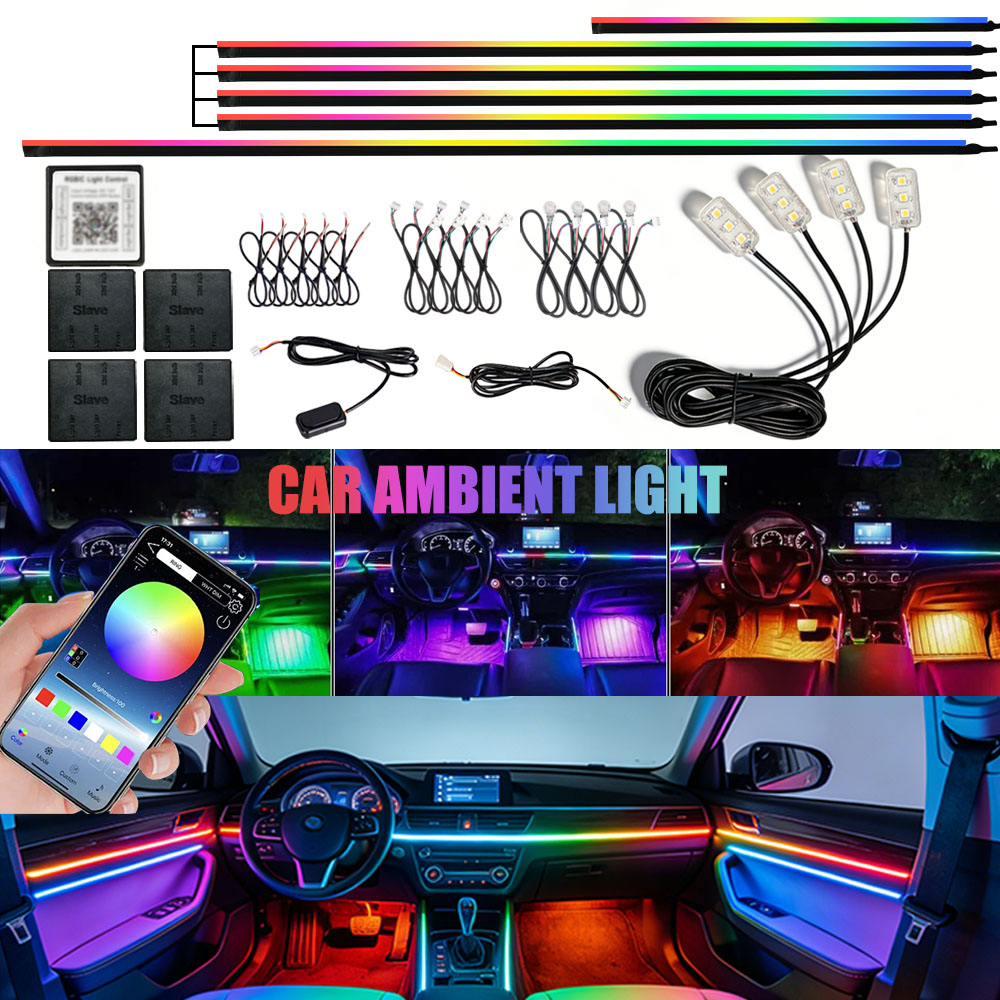 6/10/14/18/22 In1 Car Acrylic  - Led Ambient Interior Car Lights App Control 评论和价格
