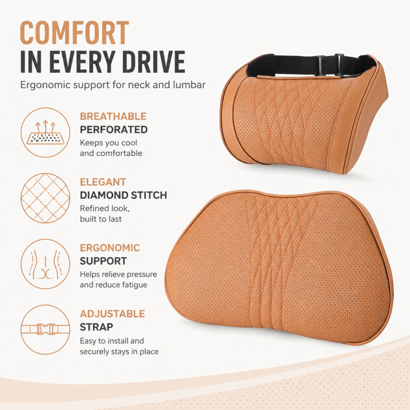 Car Headrest Neck Pillow Memor - Memory Foam Car Neck Pillow Lumbar Support 评论和价格