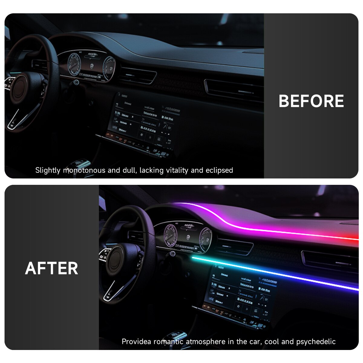 Car LED Ambient Light USB 64 C - Led Ambient Interior Car Lights App Control 评论和价格