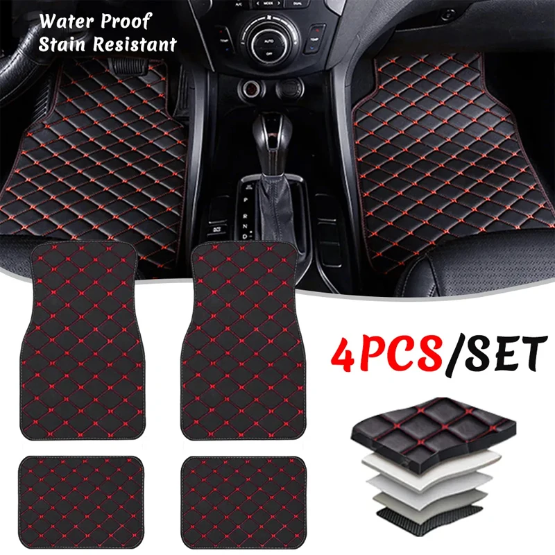 Car Floor Mats 4PCS Universal  - Car Floor Mats Universal Waterproof Leather 评论和价格