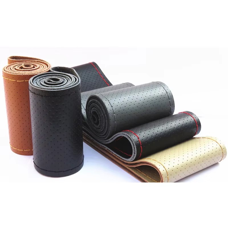 New 36 38 40cm Genuine Leather - Car Steering Wheel Cover Anti Slip Breathable 评论和价格