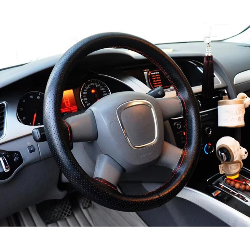 New 36 38 40cm Genuine Leather - Car Steering Wheel Cover Anti Slip Breathable 评论和价格